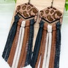 Scallop Spring Green Genuine Leather Wood Arch Earrings, Boho Inspired ...