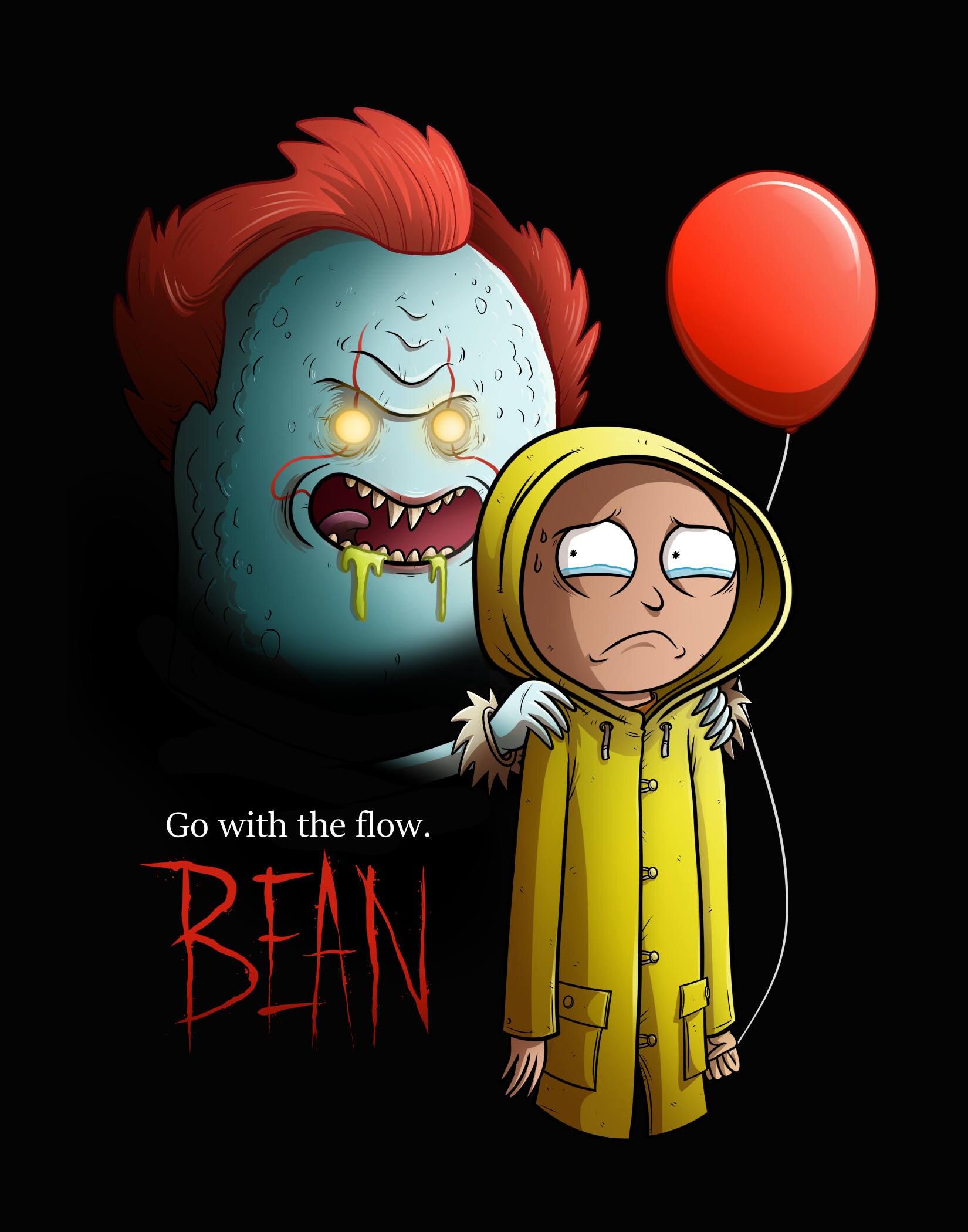 Bean Go With the Flow Rick and Morty & IT Crossover 11x14 Etsy