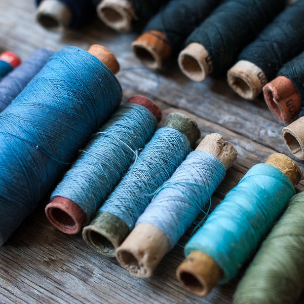 Collection of Vintage Thread - Winter Colors, Cool Colors, Blue, Ombre