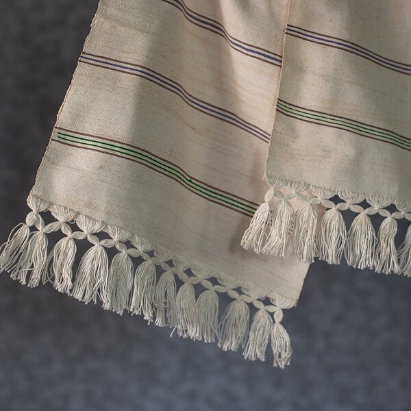 Vintage Hand Woven Linen Table Runner - Farmhouse, Rustic Home Decor