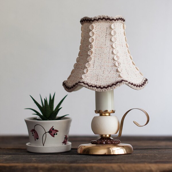 Vintage Bedside Lamp - Small Table Lamp, Night Light, Lampshade