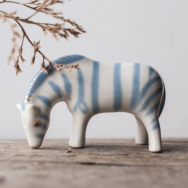 Vintage Porcelain Zebra Figurine - Soviet Vintage Collectible Figurine