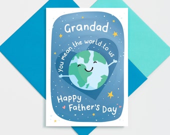 You Mean The World Grandad Fathers Day Card / Fathers Day Card for Grandad / Cute Fathers Day Grandad / Fathers Day Card UK