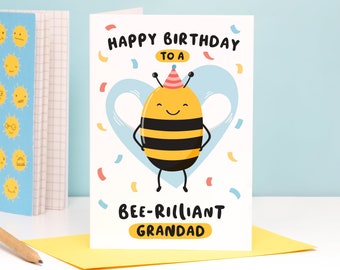 Bee-rilliant Grandad Birthday Card / Funny Birthday Card Grandad  / Personalised Birthday Card Grandad / Bee Birthday Card