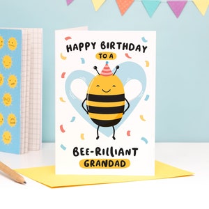 Bee-rilliant Grandad Birthday Card / Funny Birthday Card Grandad  / Personalised Birthday Card Grandad / Bee Birthday Card