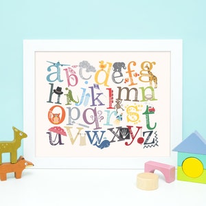 Colourful Alphabet Print / Alphabet Poster / Alphabet Decor / Print / Alphabet Wall Art / Nursery Decor / Nursery Art / New Baby Gift image 1