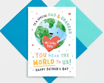 Dad & Grandad Father's Day Card - You Mean The World To Us  / Personalised Father's Day Card for Dad and Grandad