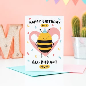 Bee-rilliant Mummy Birthday Card / Cute Birthday Card Mummy / Personalised Birthday Card Mum / Bee Birthday Card image 2