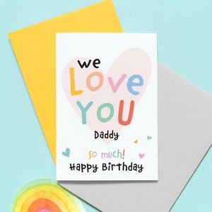 Heart Daddy Birthday Card / Personalised Birthday Card for Daddy / Love You Daddy Birthday Card / from the kids / From Son / From Daughter
