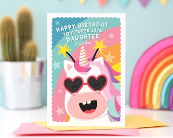Daughter Rainbow Unicorn Birthday Card / Personalised Birthday Card for Daughter / Unicorn Birthday Card Daughter