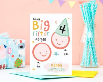 Big Sister Birthday Card / Little Sister Birthday Card / Sister Birthday Card / Girls Birthday Card / Children's Cards