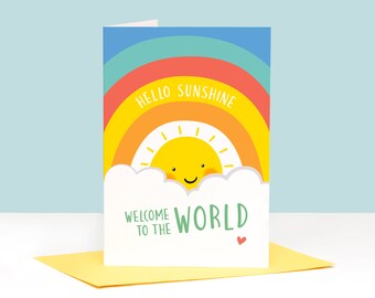 Welcome to the World Stork Baby Foil Greeting Card A Little Ray Of Sunshine