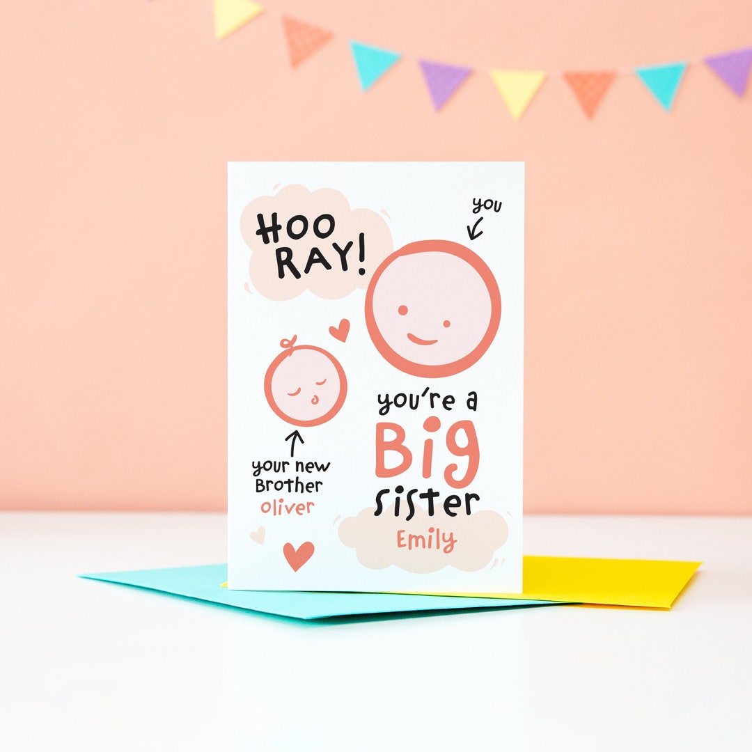 Personalised New Big Sister Card / Baby Sister Card / Baby Etsy