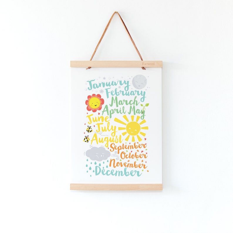 Months of the Year Nursery Print / Nursery Decor / Nursery Art Etsy UK