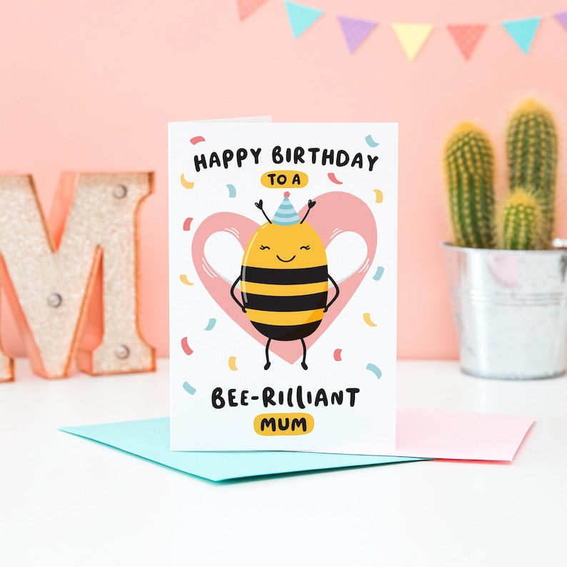 Bee-rilliant Mummy Birthday Card / Cute Birthday Card Mummy / Personalised Birthday Card Mum / Bee Birthday Card image 2