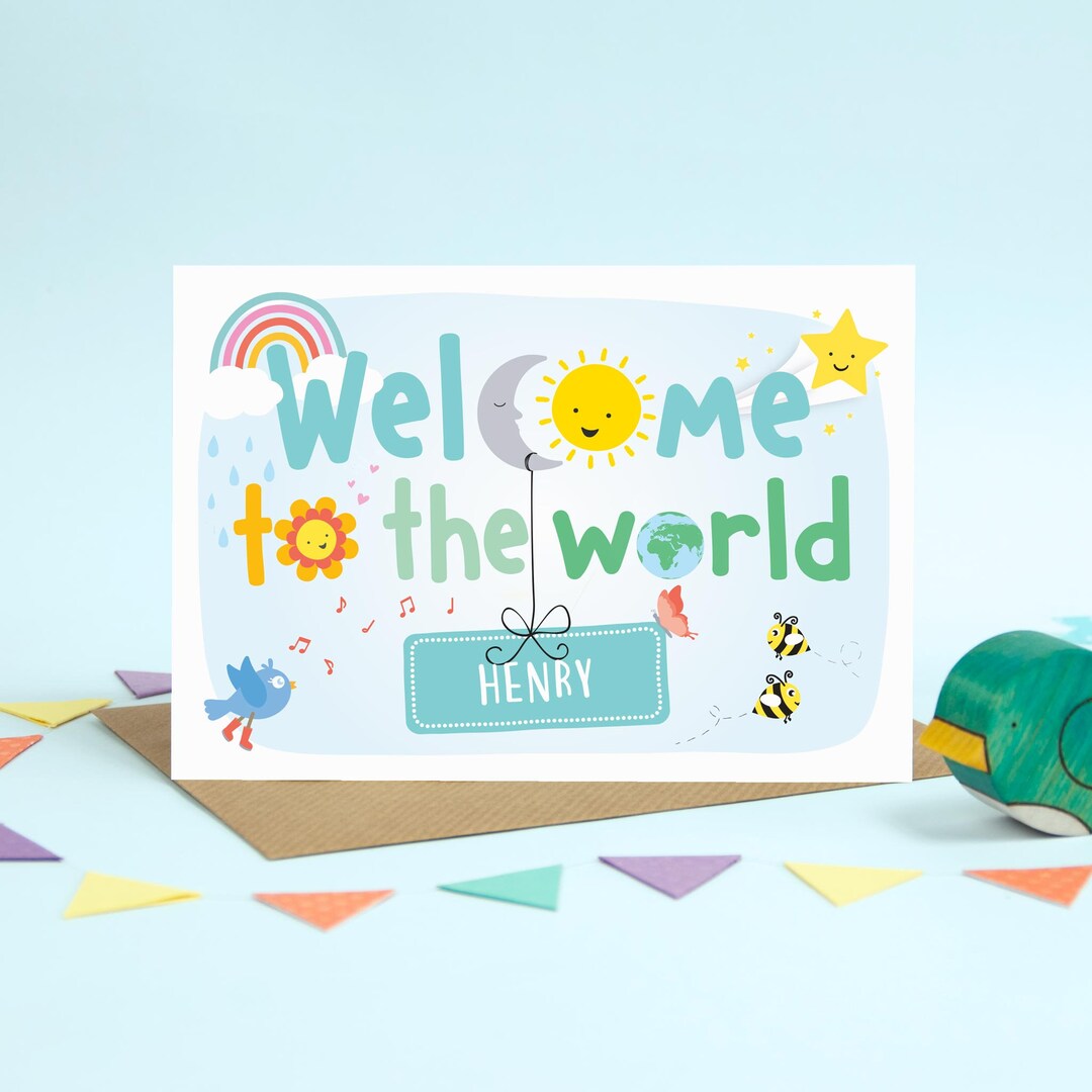 Personalised New Baby Card Welcome To The World For Baby Boy For Personalised New Baby Card Welcome To The World For Baby Boy For