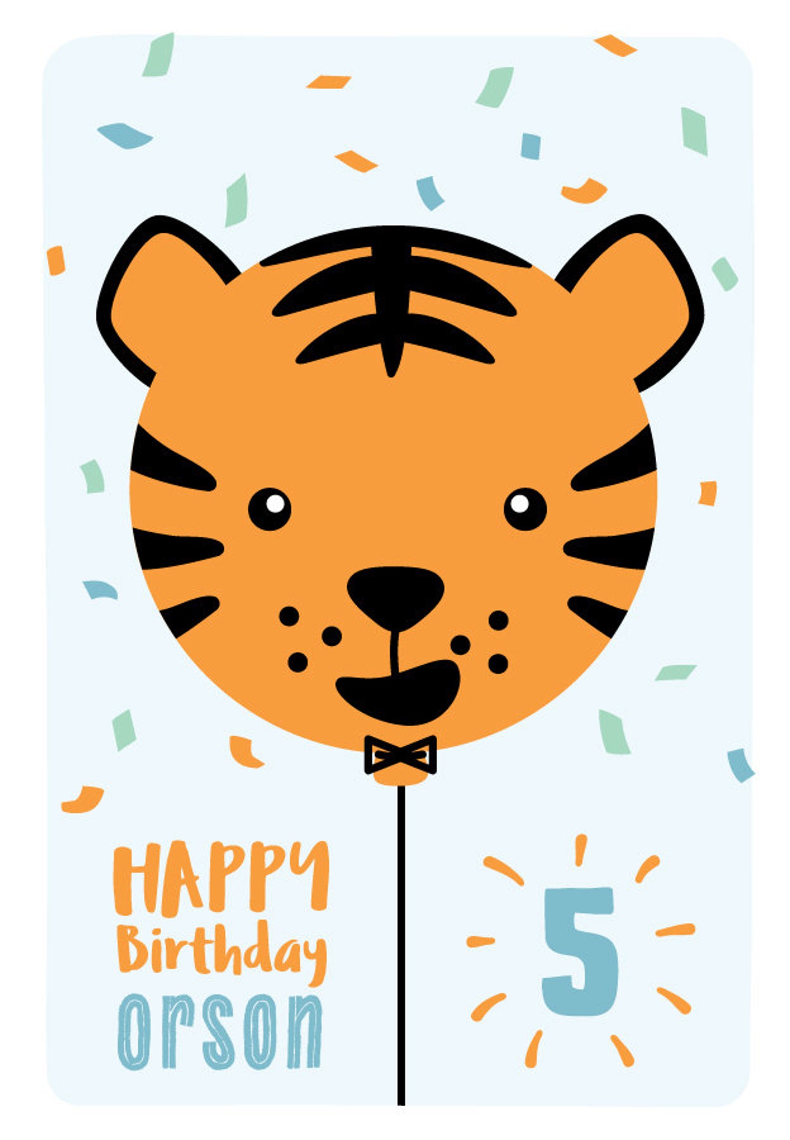 Tiger Balloon 2nd Birthday Card / 2nd Birthday Card Boy / Etsy