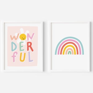 Rainbow Print Set / Girls Bedroom Prints / Girls Nursery Decor / Nursery Prints / Girls bedroom decor / New Baby Gift