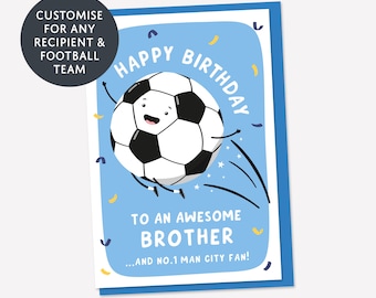 Man City Birthday Card Brother / Son / Dad / Football Birthday Card Man City / Personalised Birthday Card Brother / Man City FC Card