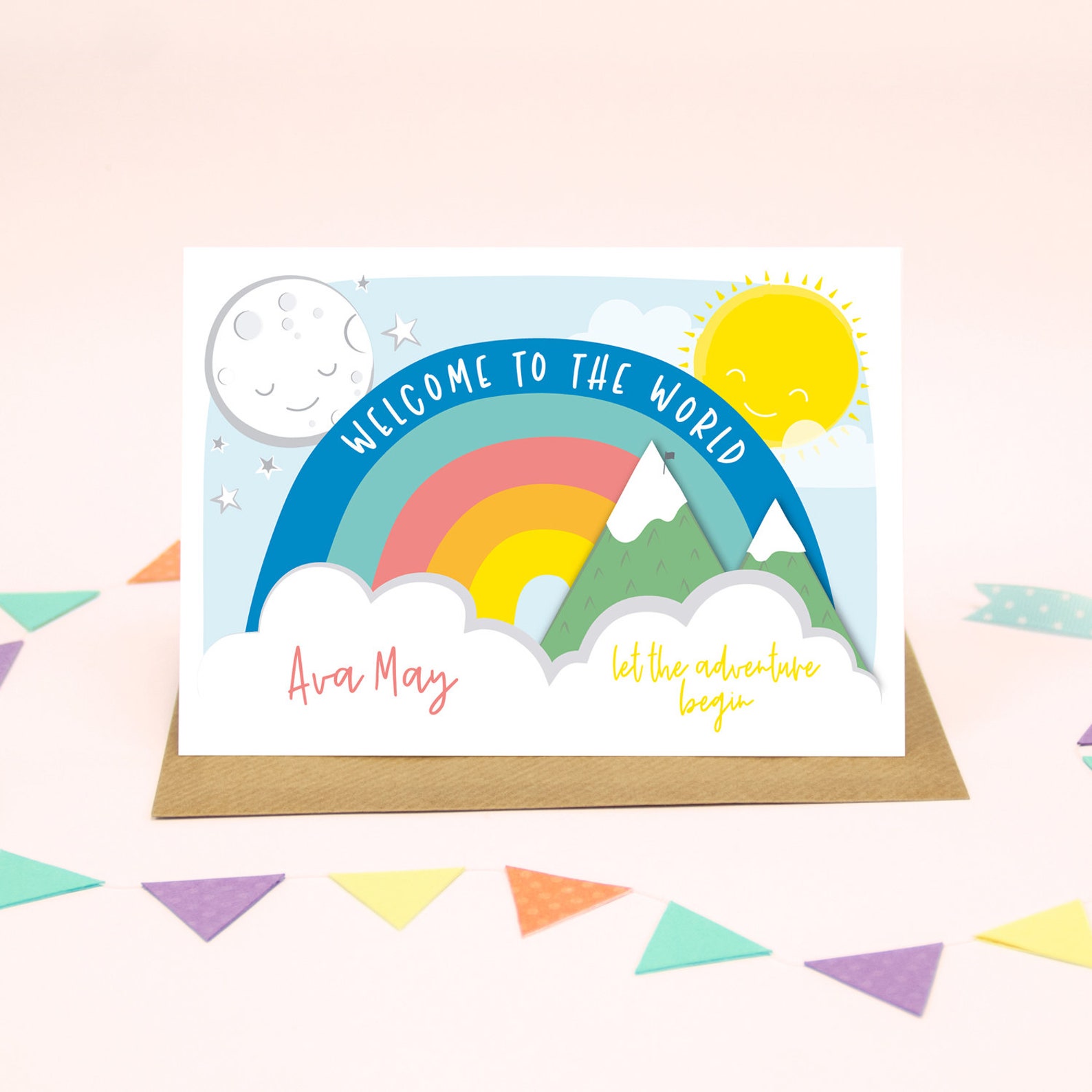 Personalised Rainbow New Baby Card / Rainbow Baby Card / New Etsy UK