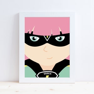 Girls Personalised Superhero Print / Girls room decor / Girls wall art / Girls bedroom decor