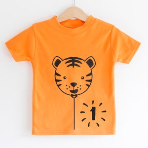 Tiger Balloon Toddler Tshirt / Birthday Tshirt / Kids Tshirt / Tiger Tshirt / Birthday Gift Boy / Birthday Top / Personalised Tshirt image 2