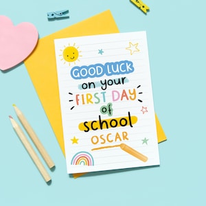 Good Luck on your 1st Day of School Personalised Card / 1st Day of Nursery Card / 1st day at School Card / Starting School / Nursery