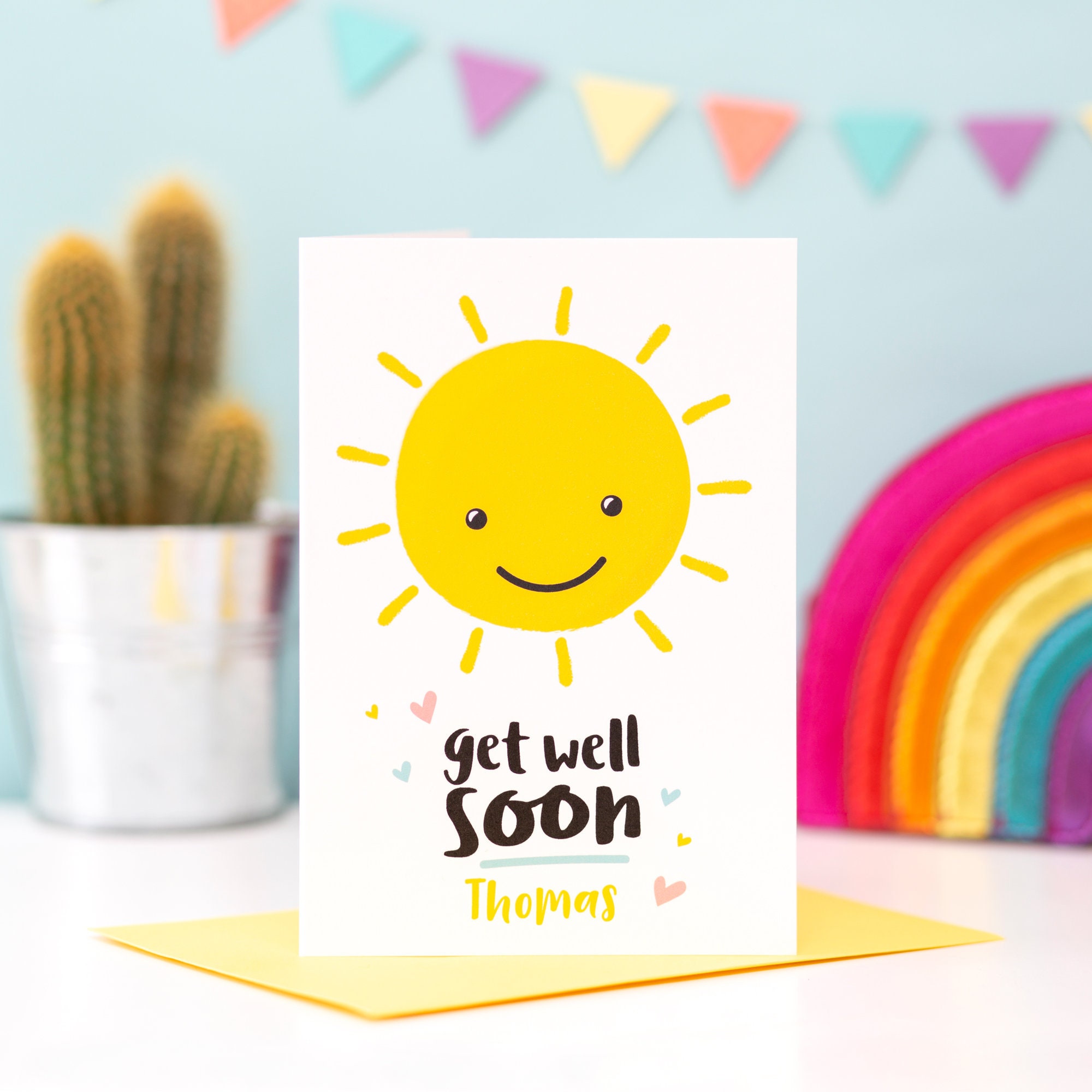 Sunshine Get Well Soon Card Personalised Get Well Soon Card for Kids for him for her