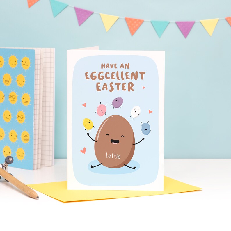 Eggcellent Easter Card / Easter Card for Children / Easter Card Perosnalised / Granddaughter / Grandson / Nephew / Niece image 2