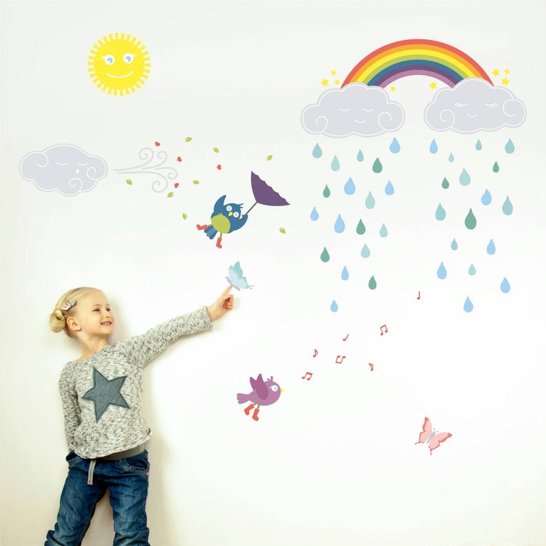 Sunshine and rainbow Wall Decals // Wall stickers // Girls image 0