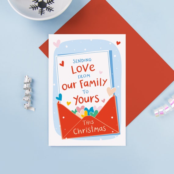 Family Christmas Card Sending Love From Our Family To Yours Etsy