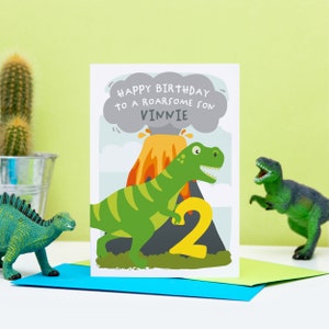 Personalised Dinosaur Birthday Card for Son / Grandson / Nephew / Brother / Boys Dinosaur birthday card / Any Recipient