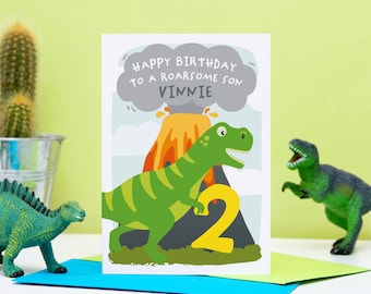 Personalised Dinosaur Birthday Card for Son / Grandson / Nephew / Brother / Boys Dinosaur birthday card / Any Recipient