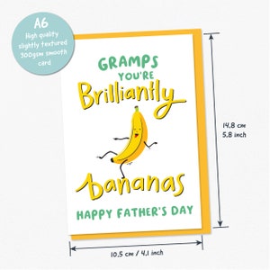 Funny Fathers Day Card for Grandad / Funny Fathers Day Card / Bananas Grandad / Grandpa / Gramps image 3