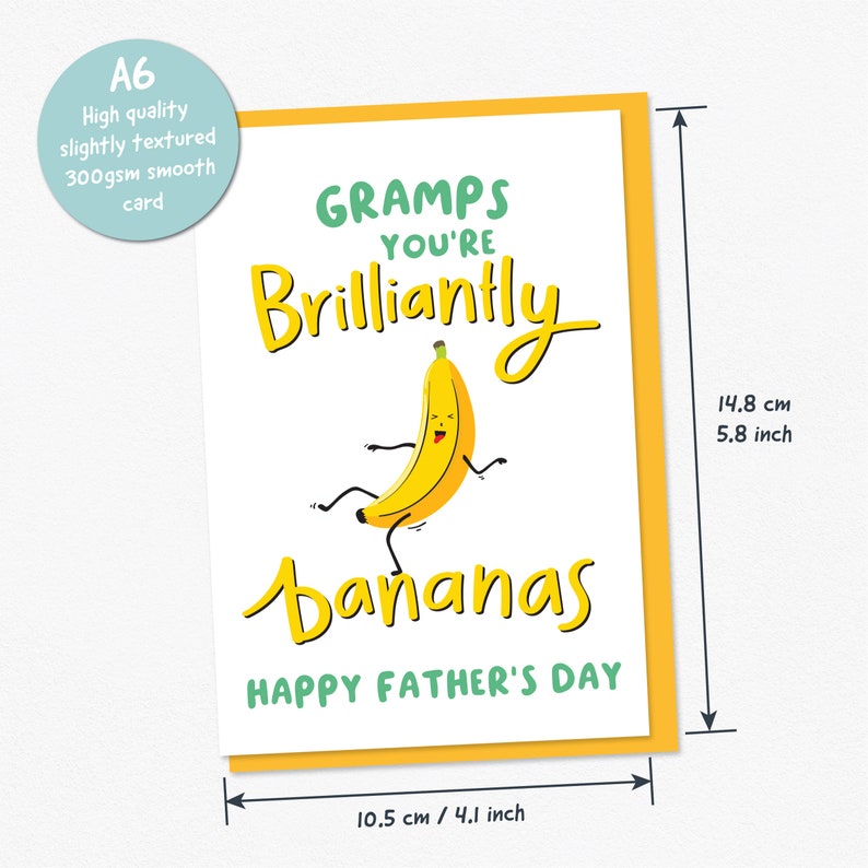 Funny Fathers Day Card for Grandad / Funny Fathers Day Card / Bananas Grandad / Grandpa / Gramps image 3