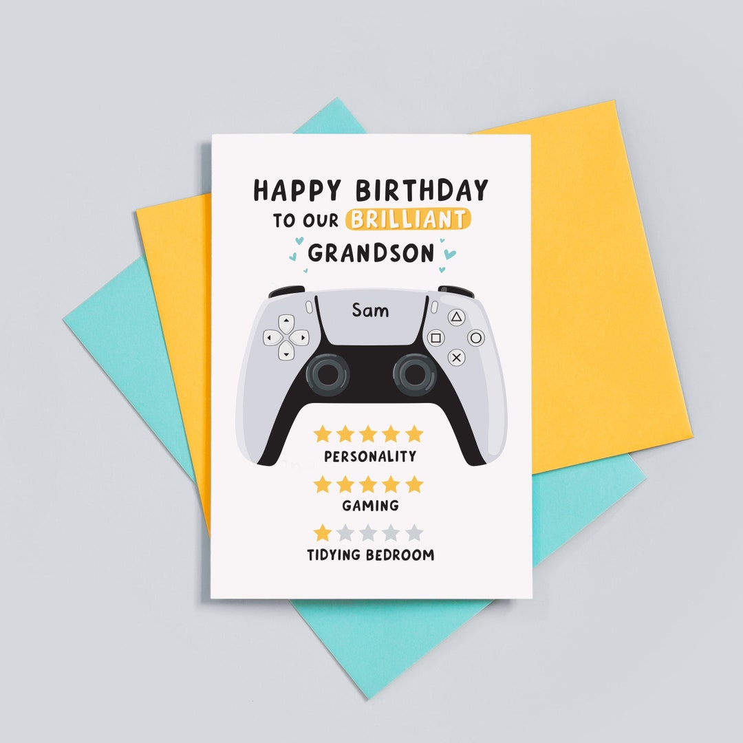 Funny Birthday Card Grandson Gamer Birthday Card for - Etsy UK