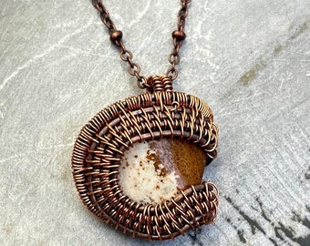 Owyhee Jasper Necklace Wirewrapped Copper  Western Jewelry Picture Jasper Pendant Necklace Jasper Jewelry Jasper Necklace