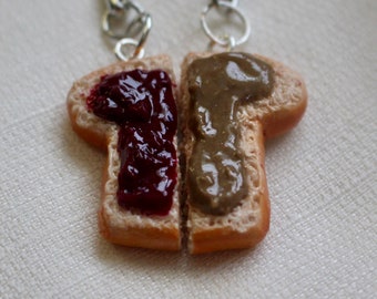 Peanut Butter and Jelly Keychain, Best Friend Charms , Sandwich