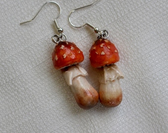 Mushroom Earrings, Foraging, Nature, Toadstool, Cottage core