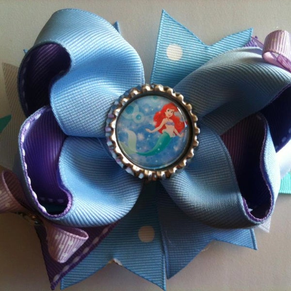 Ready to Ship Little Mermaid Ariel Disney Princess stacked Boutique Hair Bow