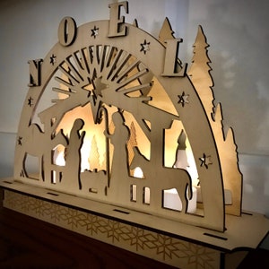 Lovely German-Style Christmas NATIVITY Schwibbogen - LED Lights