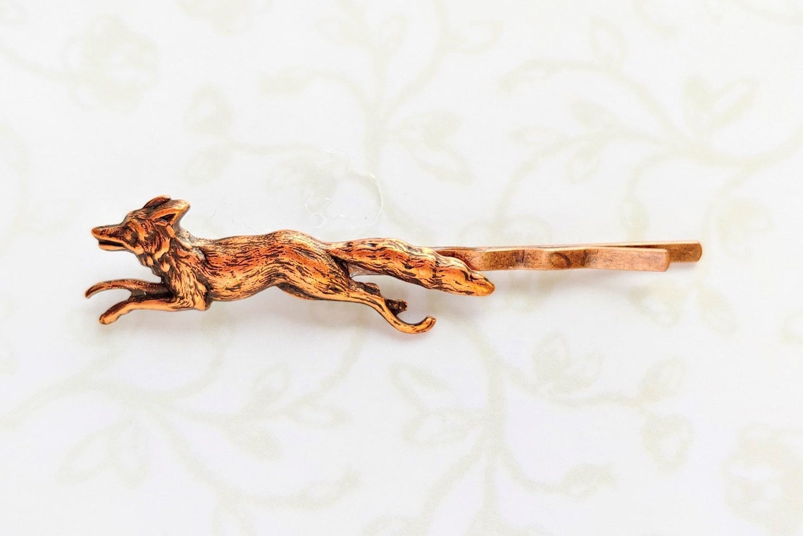 Copper Fox Hair Pins Set of Two Rustic Woodland Creature Etsy