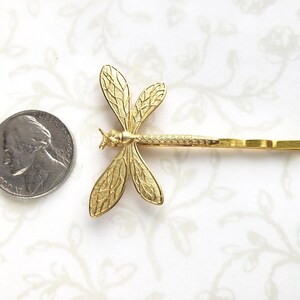 Gold Brass Dragonfly Bobby Pins Set of 2 Woodland Garden - Etsy