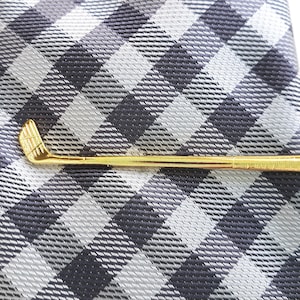Gold Golf Club Tie Clip, 24k Gold Plated Tie Bar, Modern, Golf, Fathers Day, Gift for Men, Wedding, Groom, Best man, Man, Sports Tie Clip,