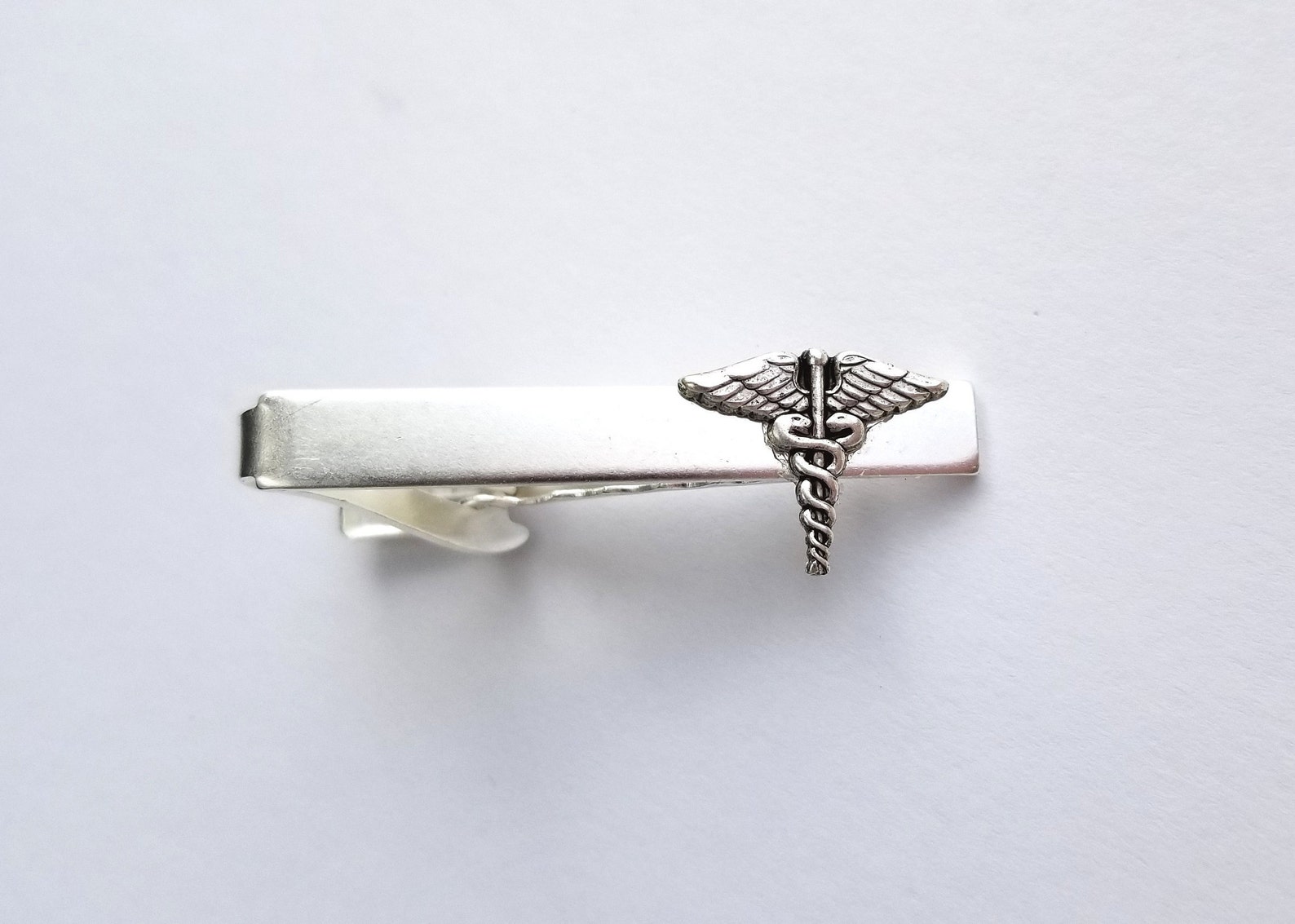 Silver Caduceus Medical Symbol Tie Clip Tie Bar Doctor Etsy
