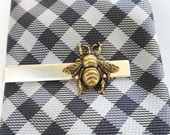 Made On Terra Busy As A Bee Mens Tie Clip Tack Bar Made On Terra Busy As A Bee Mens Tie Clip Tack Bar