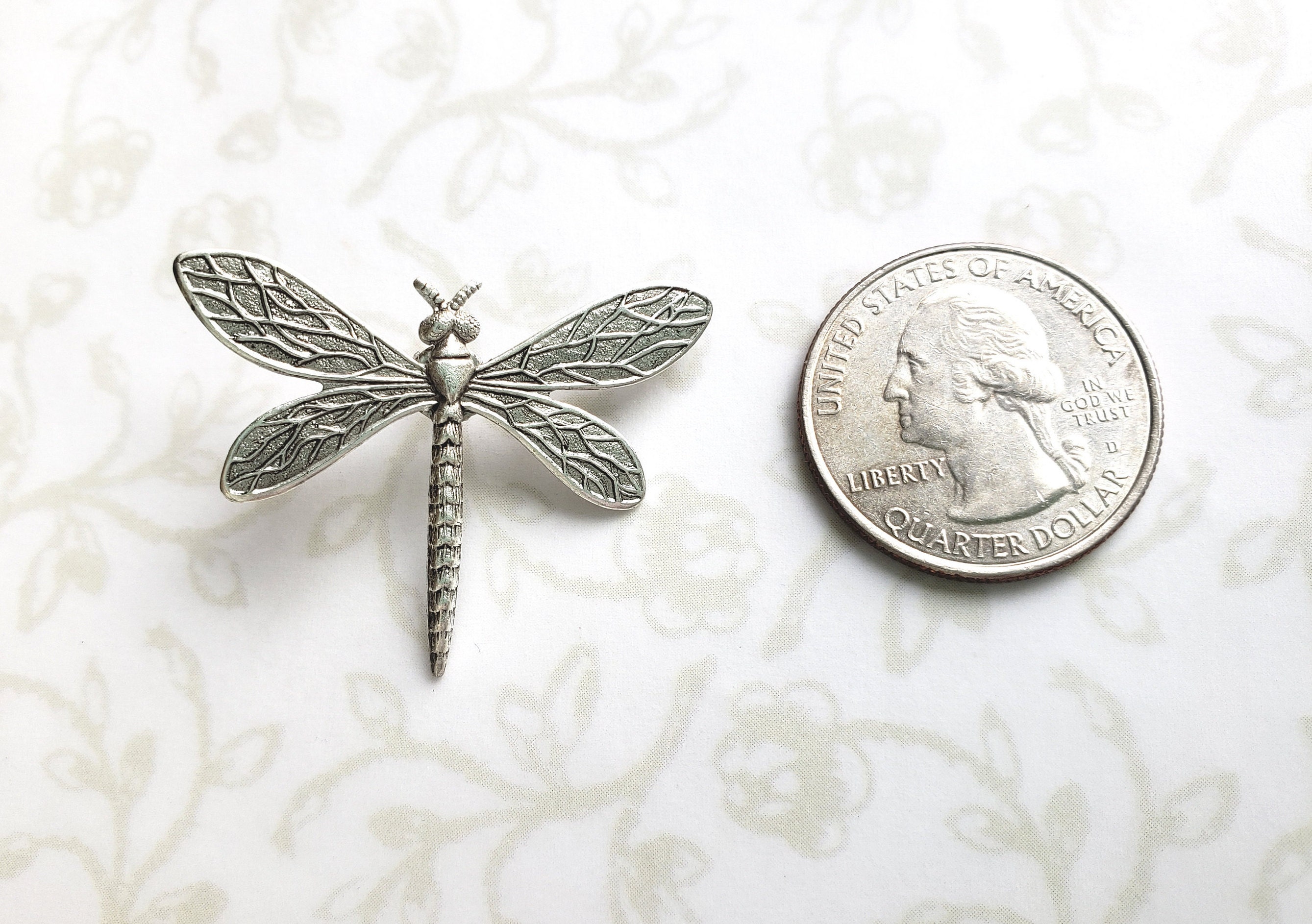 Set of 2 Silver Dragonfly Lapel Pins / Brooch Woodland Spring Etsy