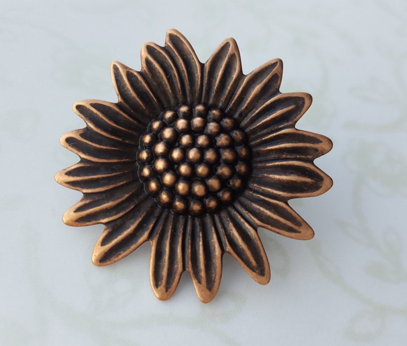 Sunflower Pin Lapel Pin 4 Finishes Copper Silver 24k Etsy