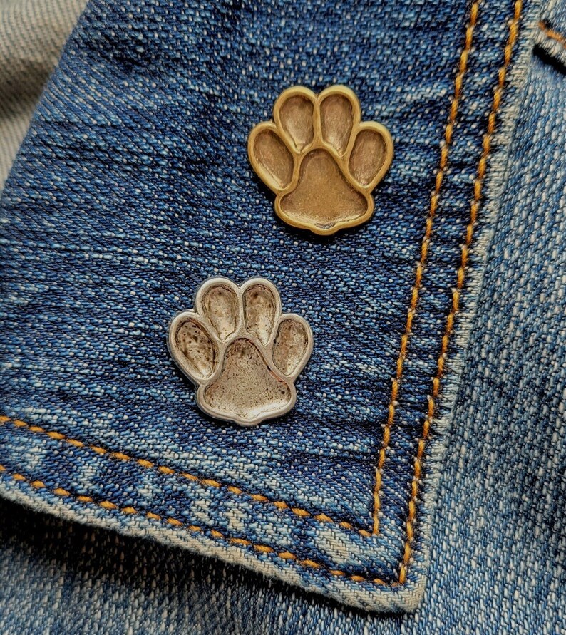 Paw Print Lapel Pin – Enamel Color Fill, Pewter Cast, Made In USA (Choose Your Color)