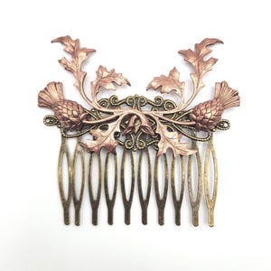 Copper Thistle Hair Comb, Scottish Elegant Bridal Hair Comb, Woodland, Feminine, Romantic, Bride, Summer Fall Garden Wedding